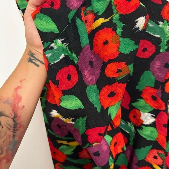 Zara Collection Multicolored Floral Balloon Sleeve Blouse Size S Fairy Boho - Picture 9 of 12